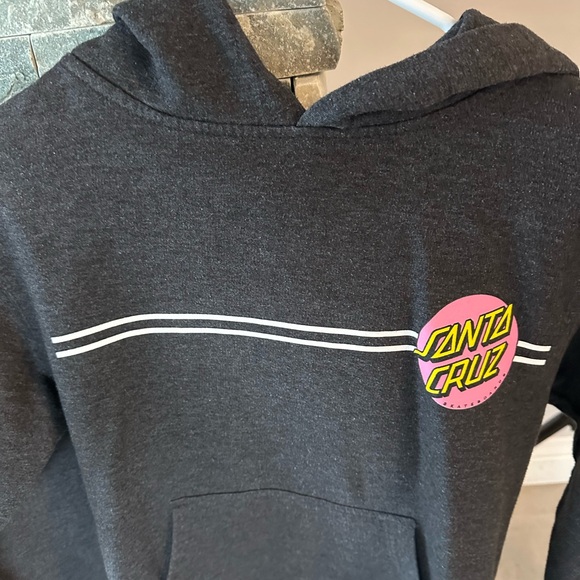 Santa Cruz Original Dark Gray Hoodie with Pink and Yellow Size Medium Kids 8-10 - Picture 2 of 13